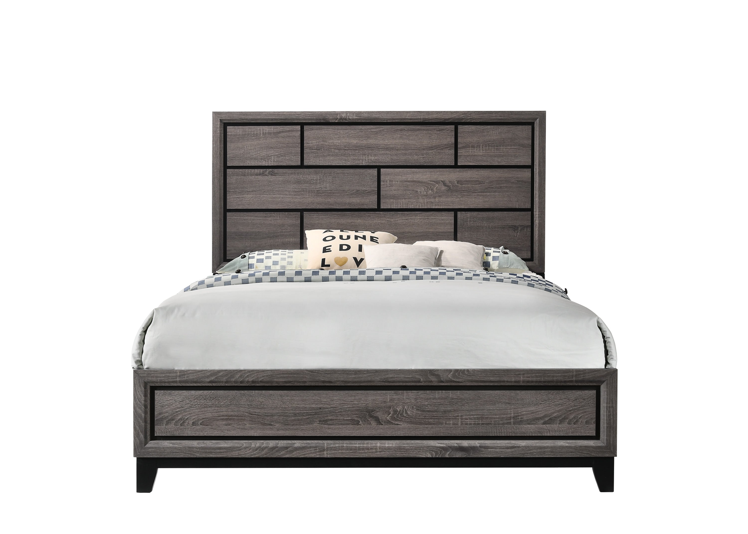 B4620 4 pc Akerson gray panel look wood grain queen bedroom set