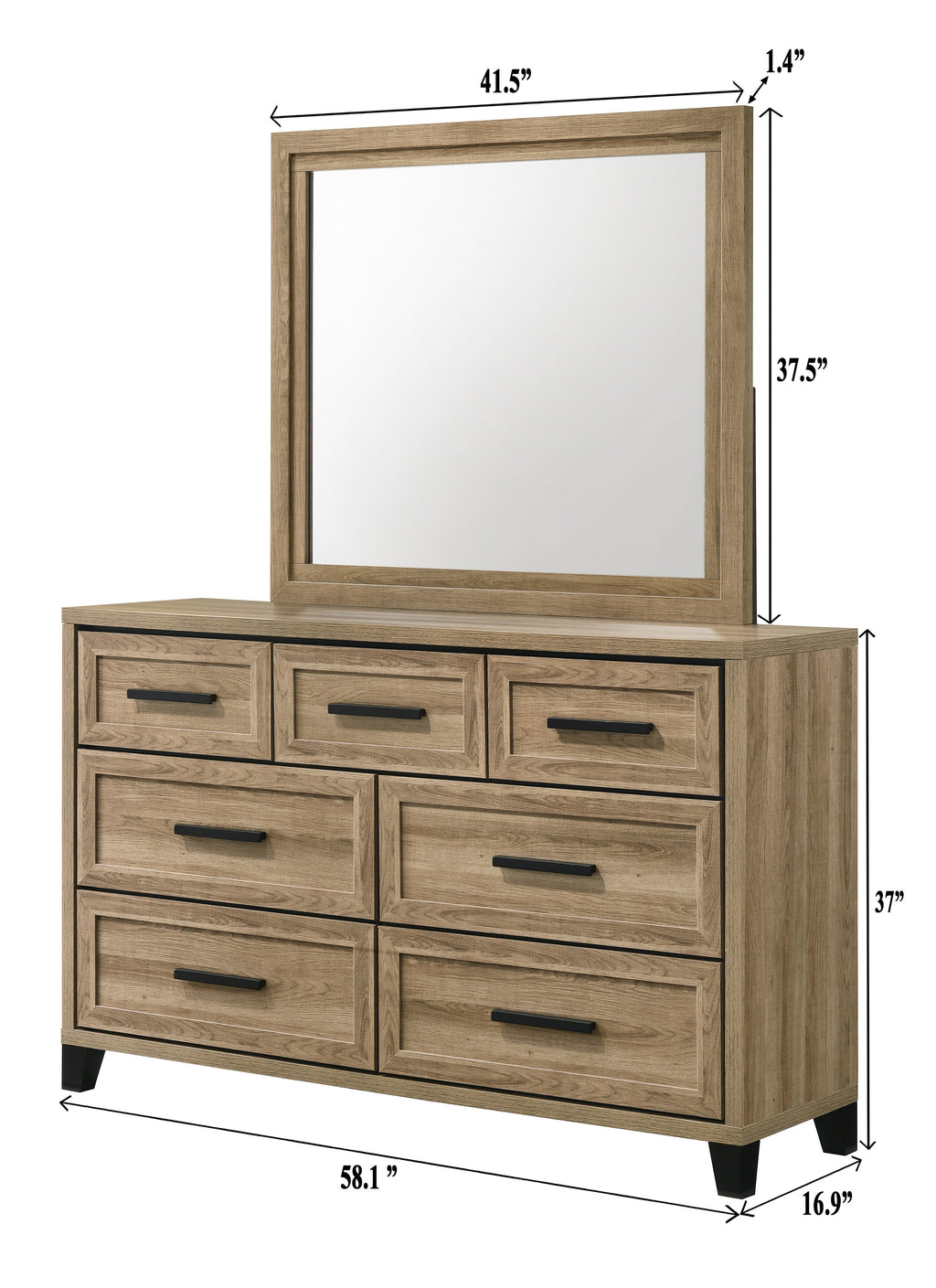 Jameson 4-Piece Natural Wood Panel Grain Queen Bedroom Set – B4690