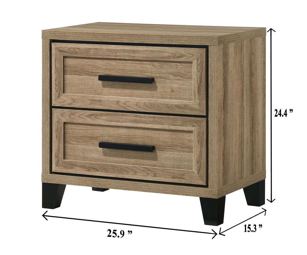 Jameson 4-Piece Natural Wood Panel Grain Queen Bedroom Set – B4690