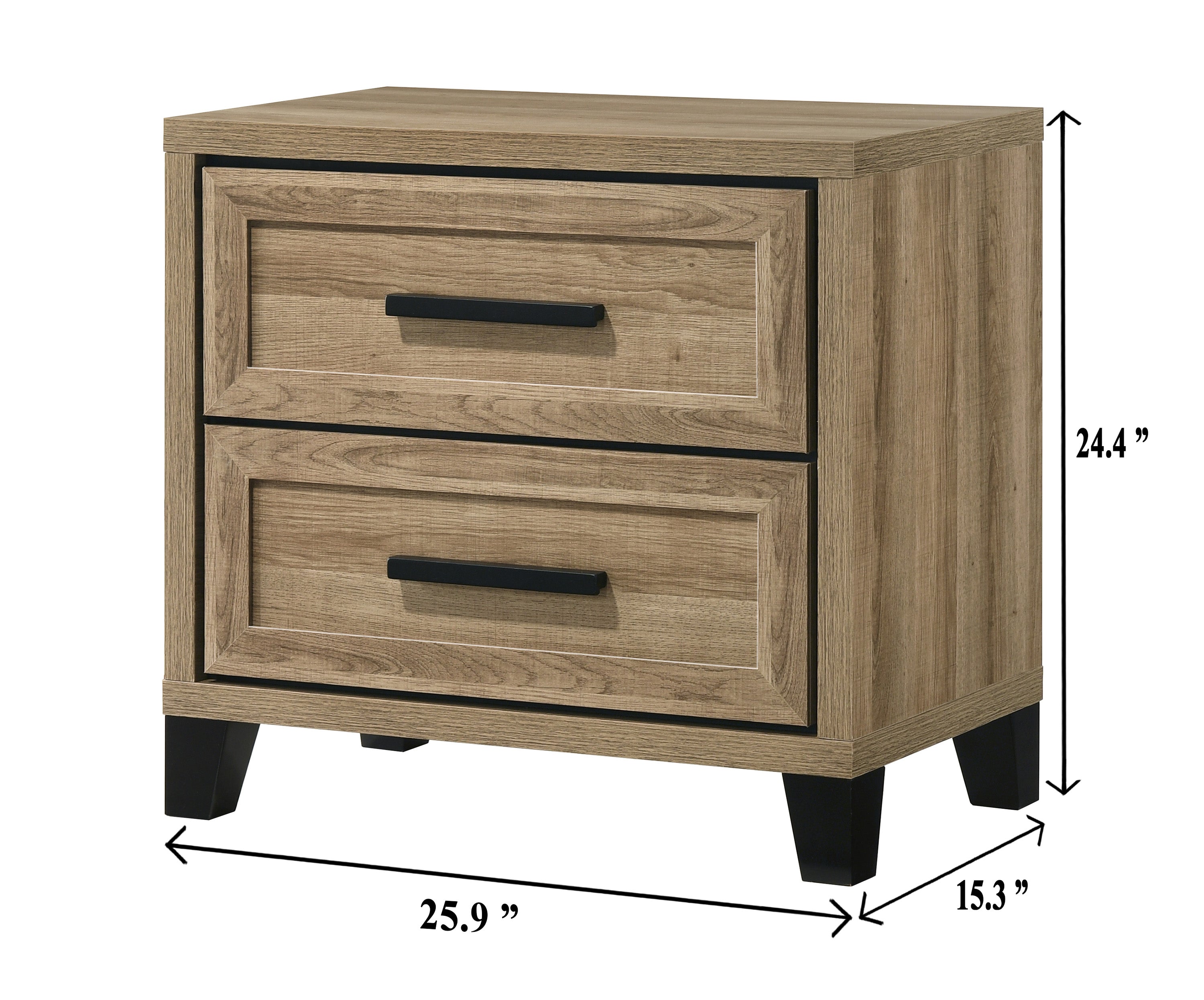 Jameson 4-Piece Natural Wood Panel Grain Queen Bedroom Set – B4690