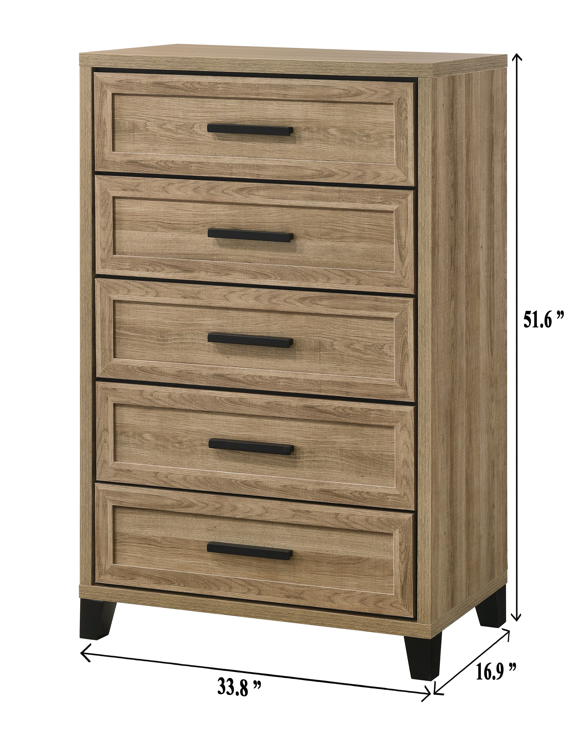 Jameson 4-Piece Natural Wood Panel Grain Queen Bedroom Set – B4690