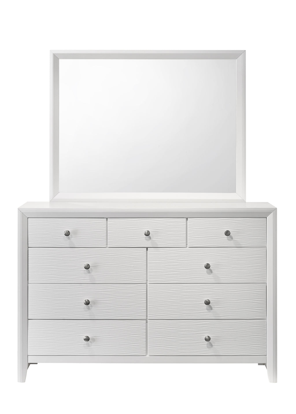 B4712-4PC 4 pc Denker white wood textured panels finish queen bedroom set