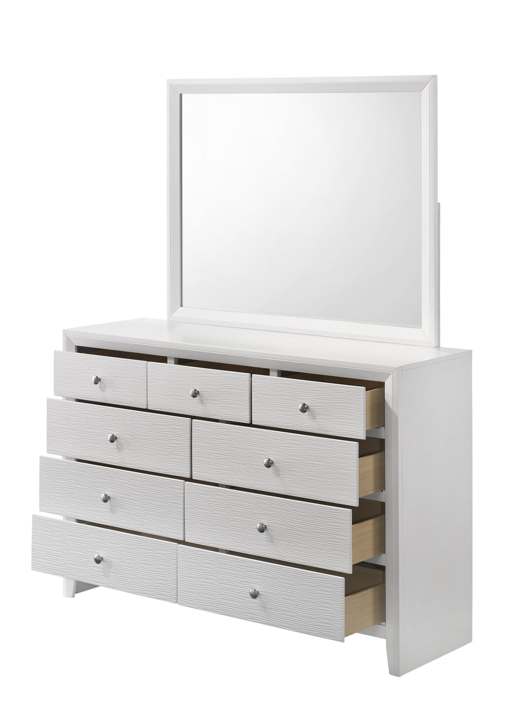 B4712-4PC 4 pc Denker white wood textured panels finish queen bedroom set