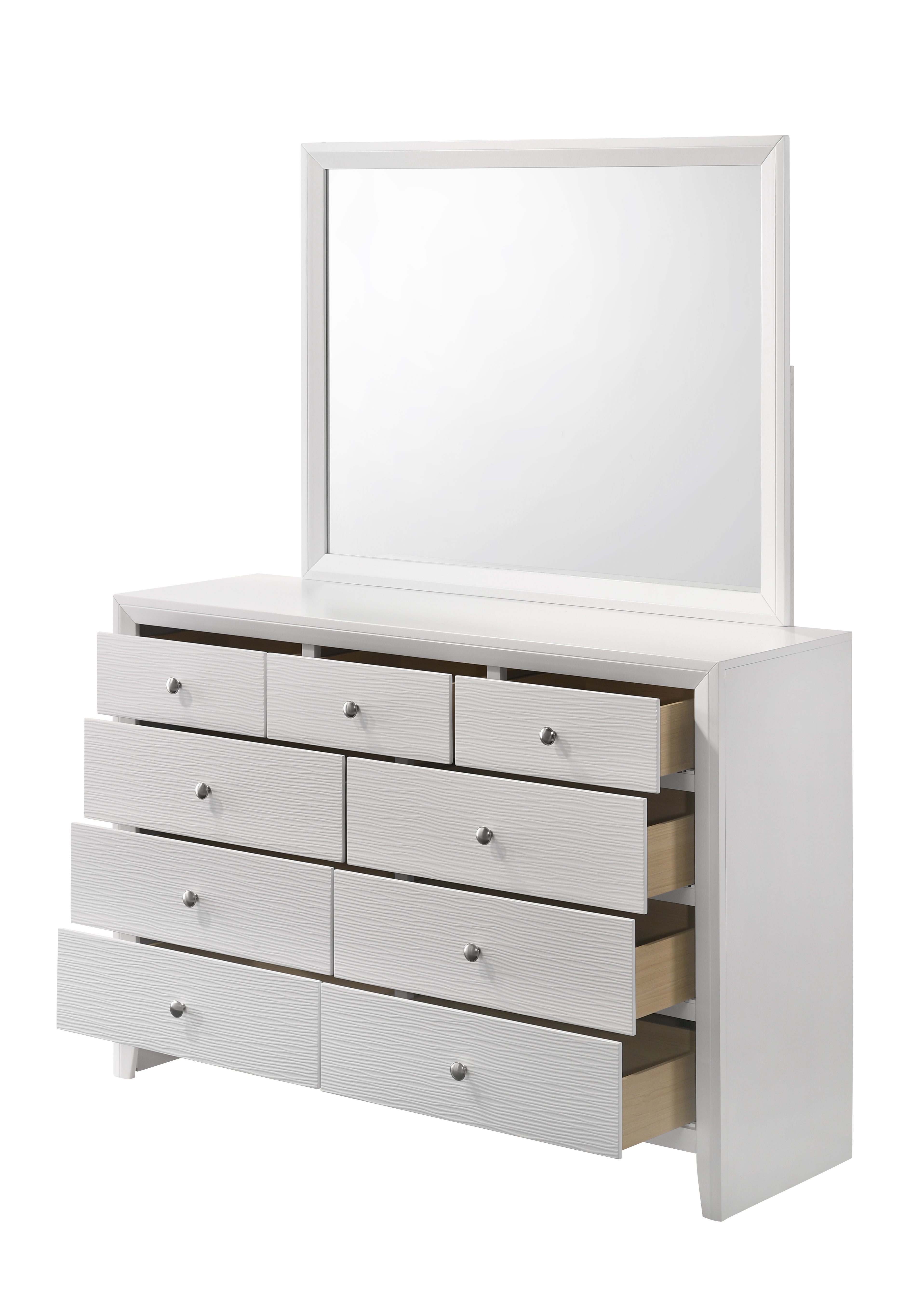 B4712-4PC 4 pc Denker white wood textured panels finish queen bedroom set