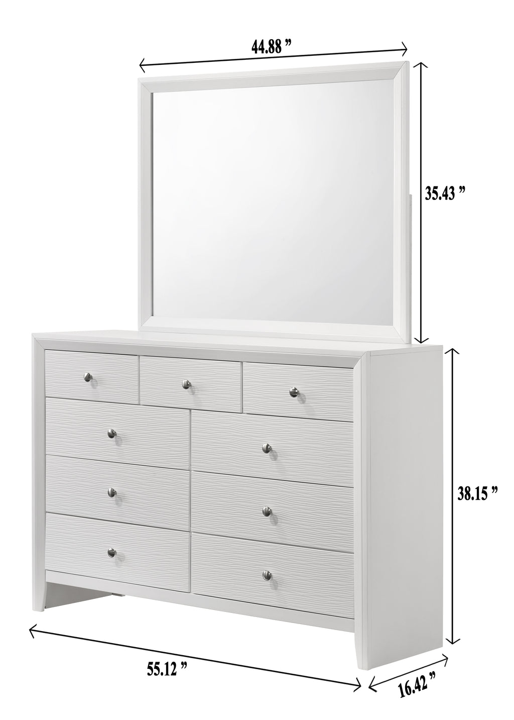 B4712-4PC 4 pc Denker white wood textured panels finish queen bedroom set