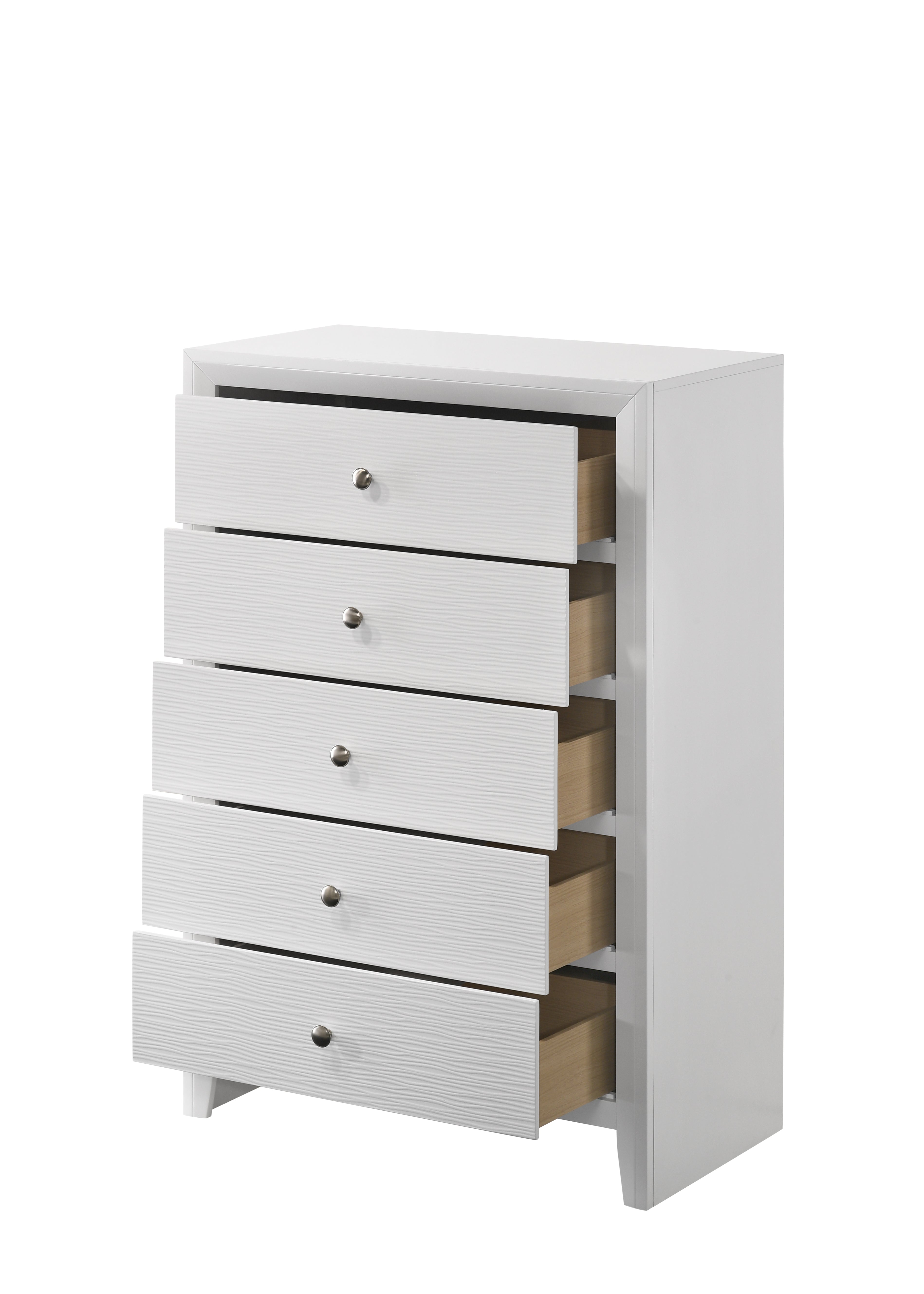 B4712-4PC 4 pc Denker white wood textured panels finish queen bedroom set