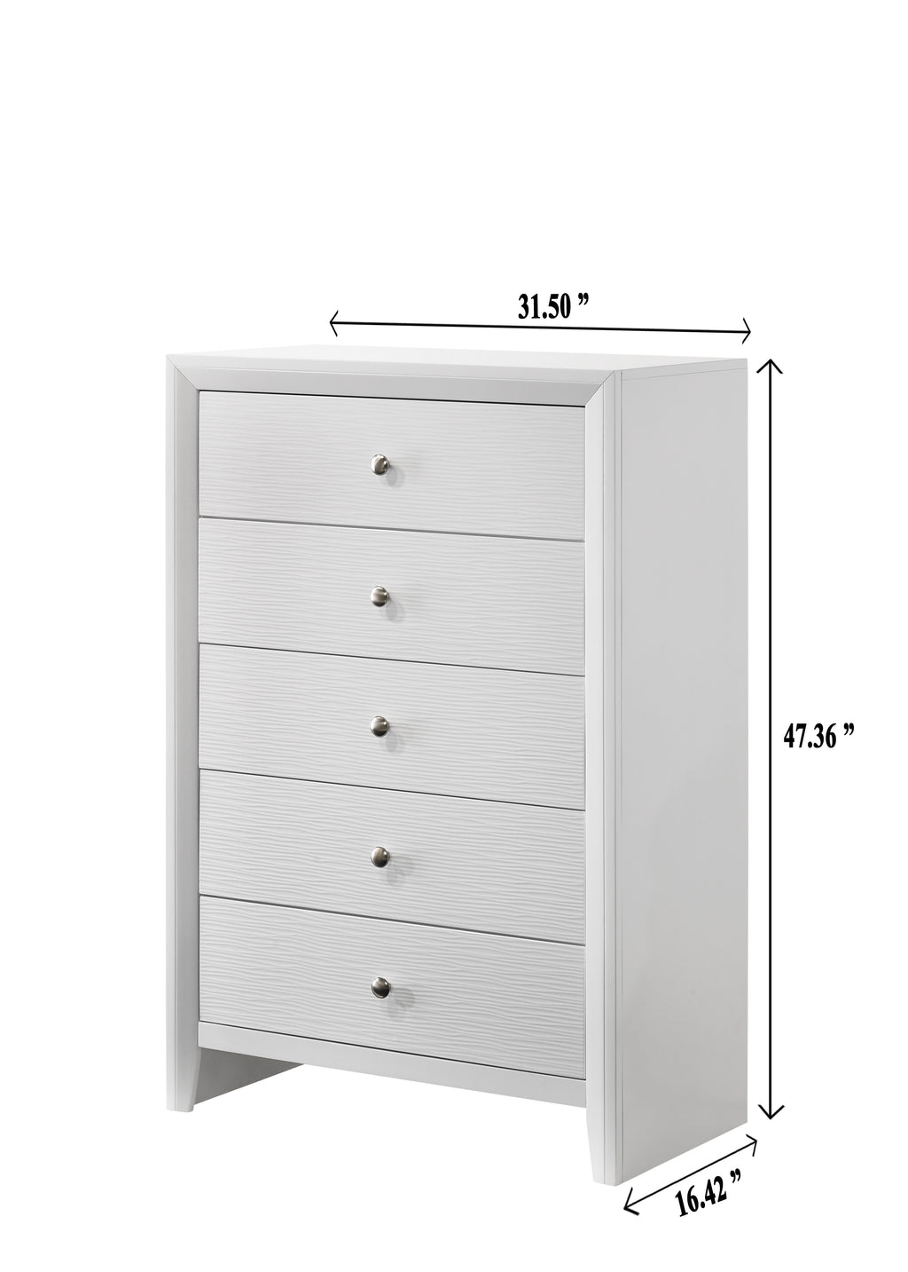 B4712-4PC 4 pc Denker white wood textured panels finish queen bedroom set