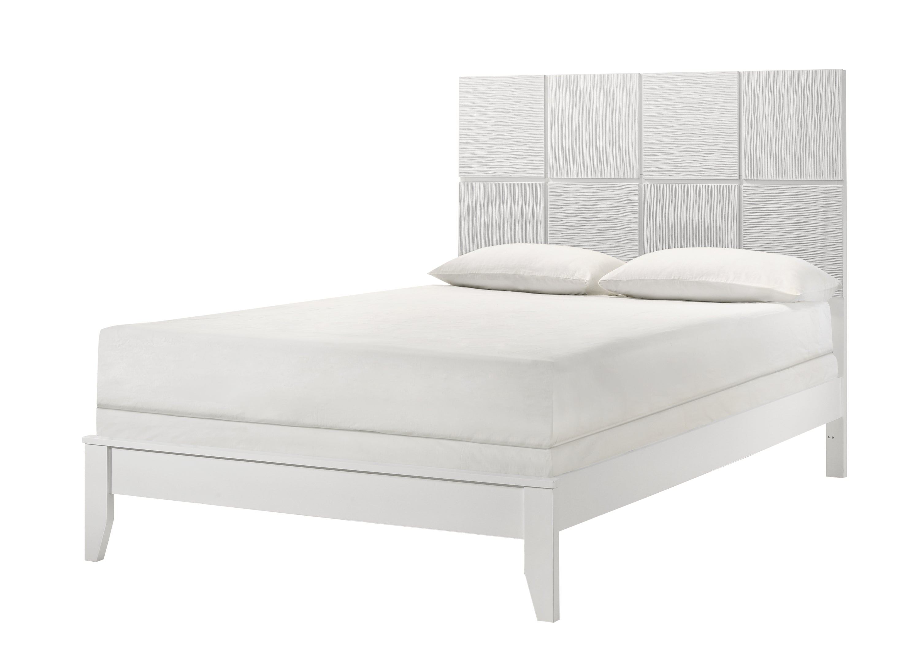 B4712-4PC 4 pc Denker white wood textured panels finish queen bedroom set