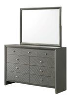 B4715-4PC 4 pc Denker gun metal wood textured panels finish queen bedroom set