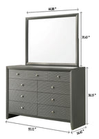 B4715-4PC 4 pc Denker gun metal wood textured panels finish queen bedroom set