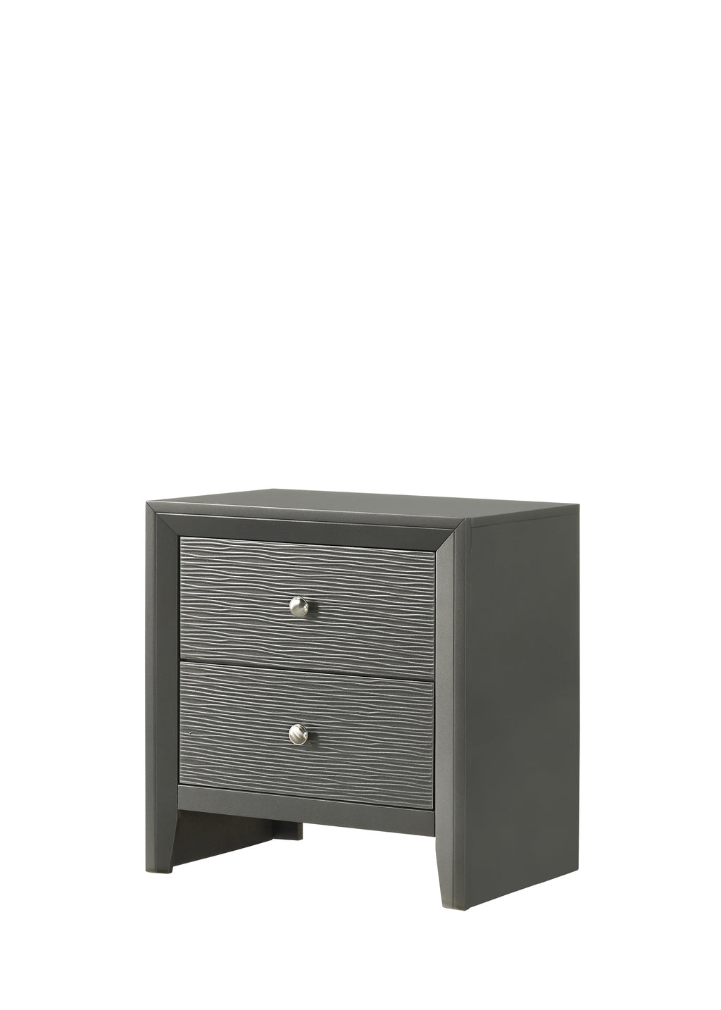 B4715-4PC 4 pc Denker gun metal wood textured panels finish queen bedroom set
