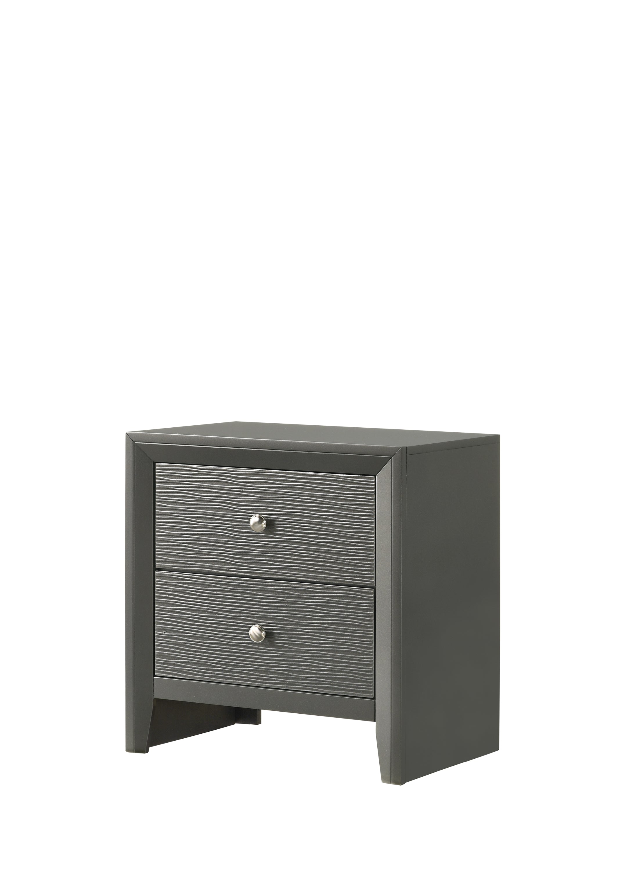 B4715-4PC 4 pc Denker gun metal wood textured panels finish queen bedroom set