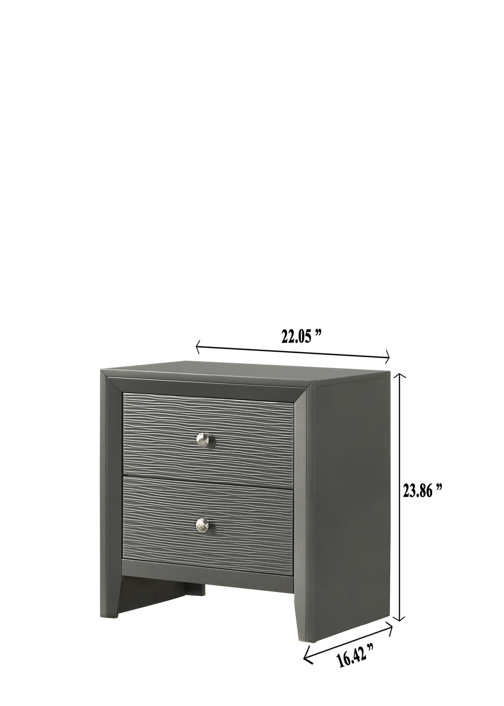 B4715-4PC 4 pc Denker gun metal wood textured panels finish queen bedroom set