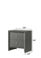 B4715-4PC 4 pc Denker gun metal wood textured panels finish queen bedroom set
