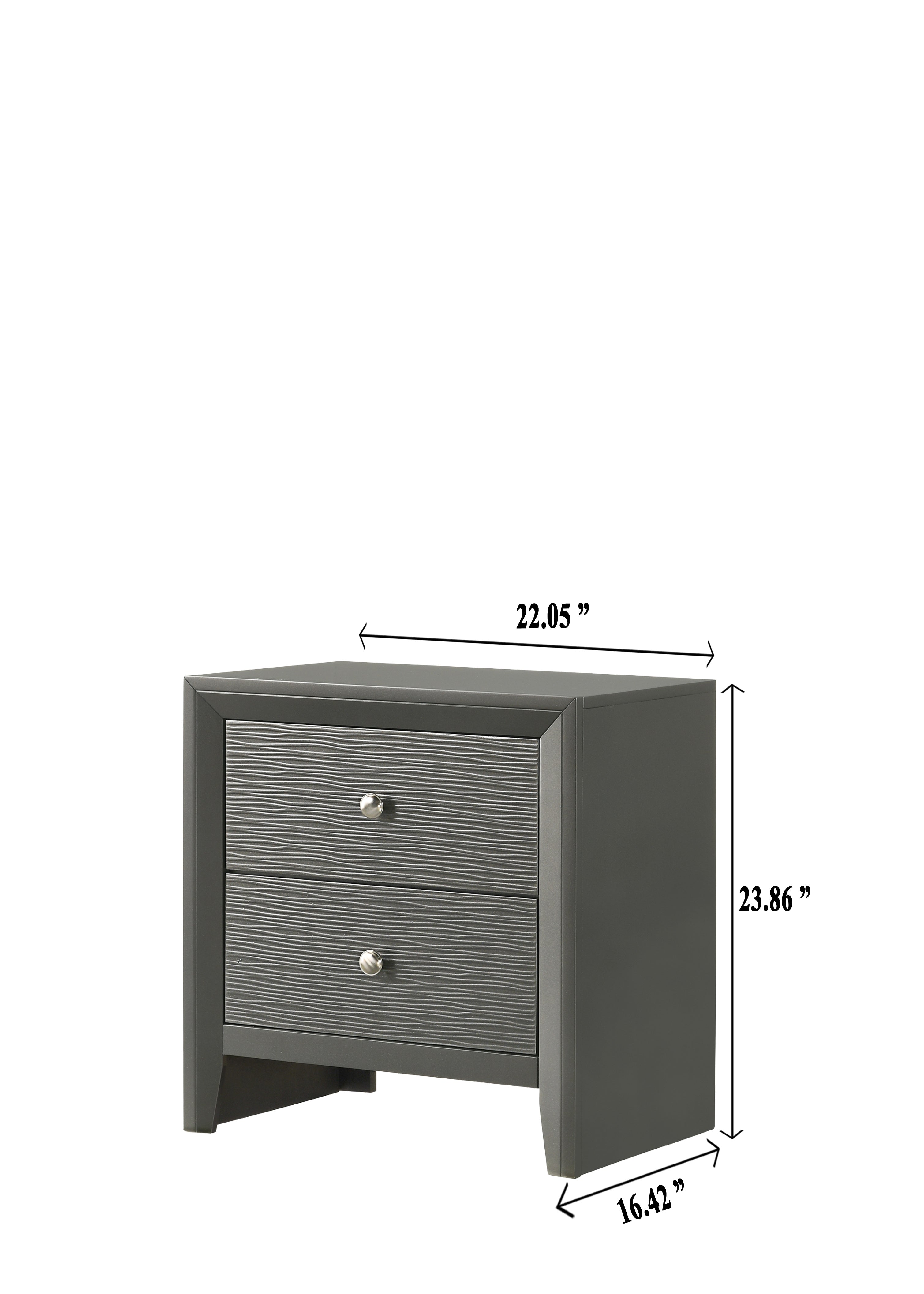 B4715-4PC 4 pc Denker gun metal wood textured panels finish queen bedroom set