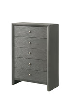 B4715-4PC 4 pc Denker gun metal wood textured panels finish queen bedroom set