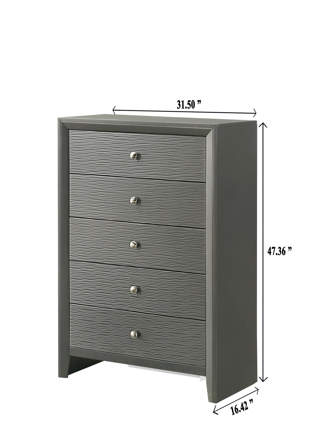 B4715-4PC 4 pc Denker gun metal wood textured panels finish queen bedroom set