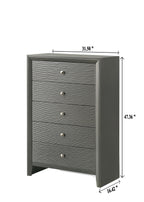 B4715-4PC 4 pc Denker gun metal wood textured panels finish queen bedroom set