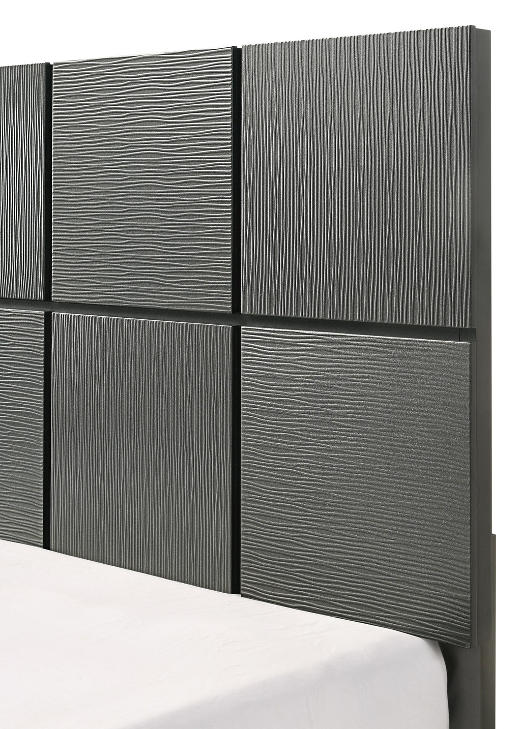 B4715-4PC 4 pc Denker gun metal wood textured panels finish queen bedroom set
