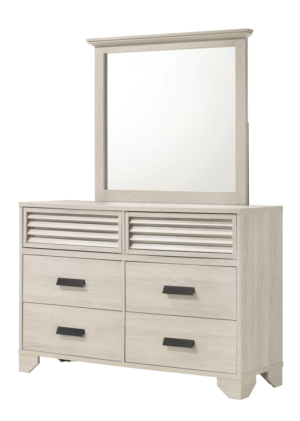 B4740 4 pc Sarter rustic antique white weathered finish wood queen bedroom set