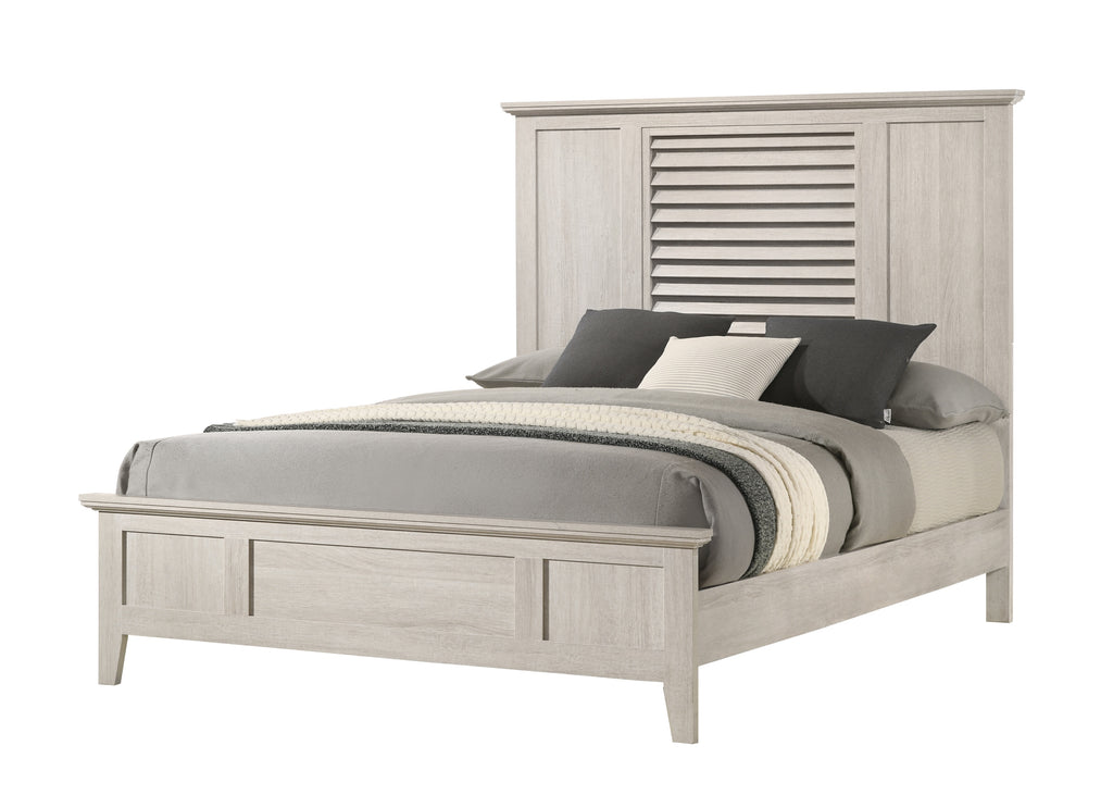B4740 4 pc Sarter rustic antique white weathered finish wood queen bedroom set