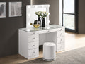 B4850WH 3-Piece White High Gloss Makeup Bedroom Vanity Set with LED Lighting