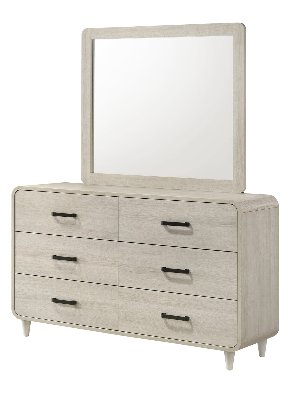 Nyomi 4-Piece Antique White Wood Mid-Century Modern Queen Bedroom Set – B4900