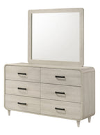 Nyomi 4-Piece Antique Off-White Wood Mid-Century Modern Queen Bedroom Set – B4902