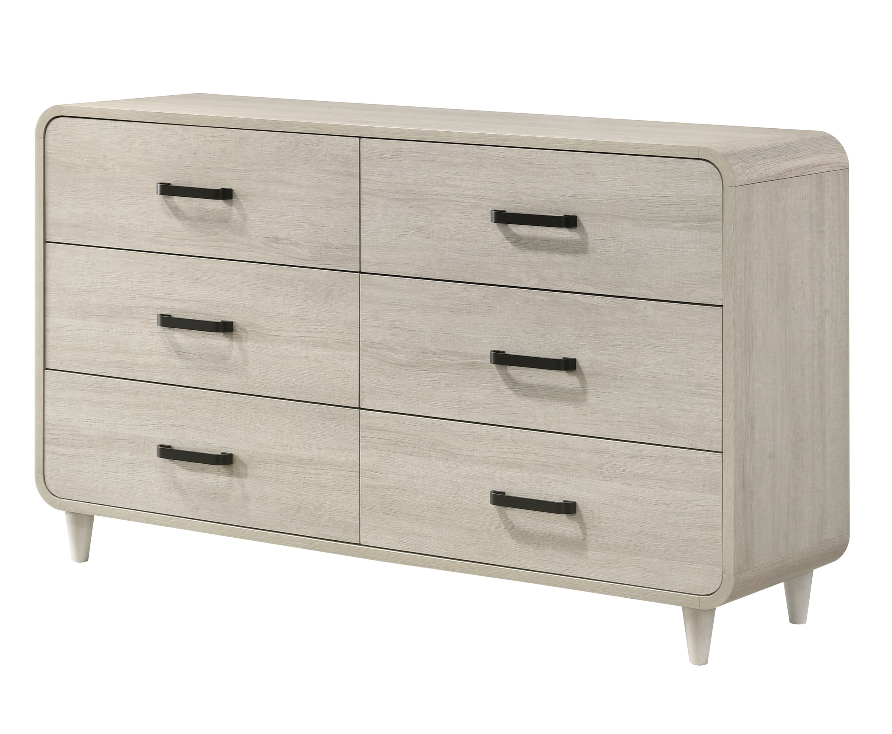 Nyomi 4-Piece Antique Off-White Wood Mid-Century Modern Queen Bedroom Set – B4902