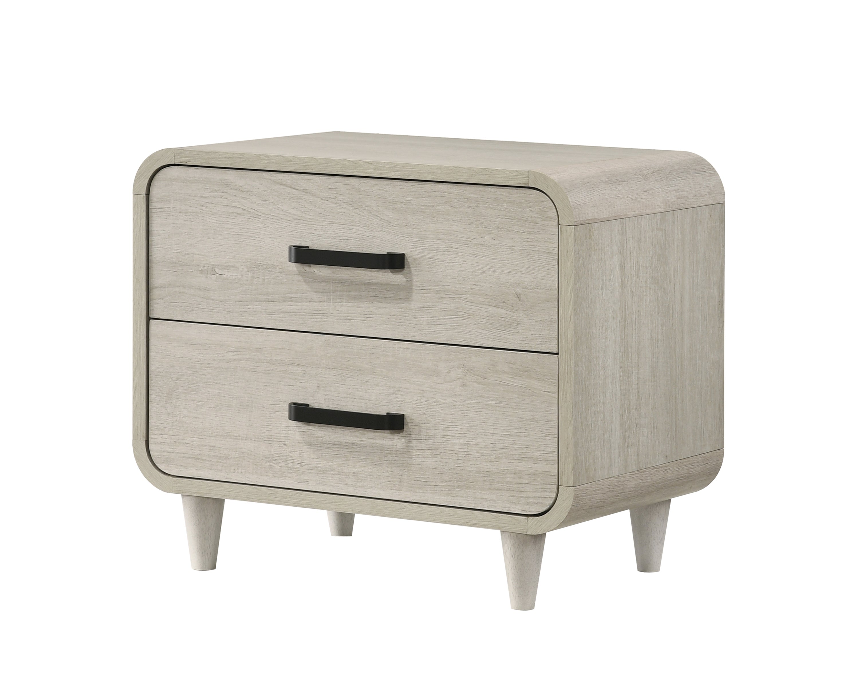 B4902 4 pc Nyomi antique off white wood finish mid century modern design queen bedroom set