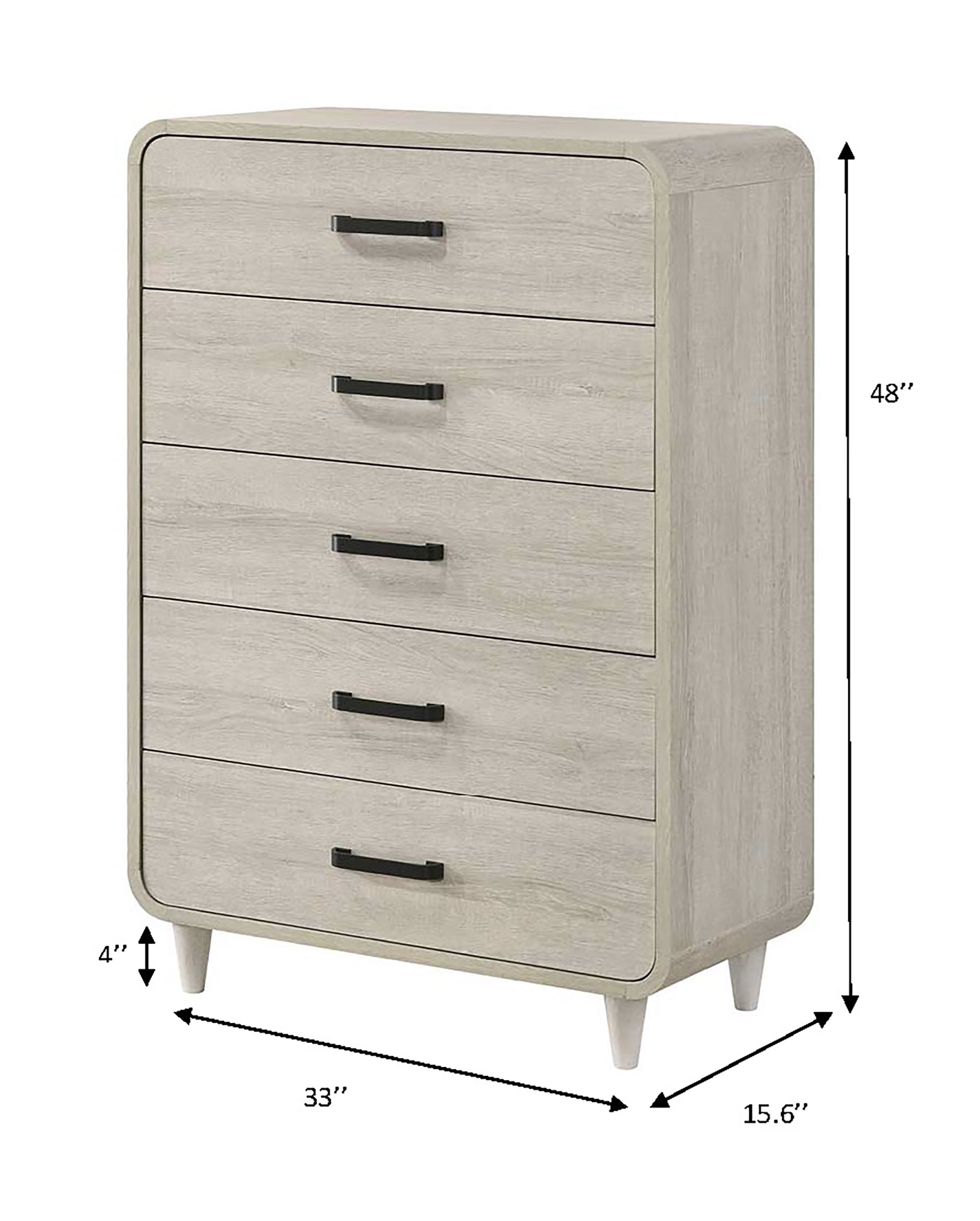 Nyomi 4-Piece Antique White Wood Mid-Century Modern Queen Bedroom Set – B4900