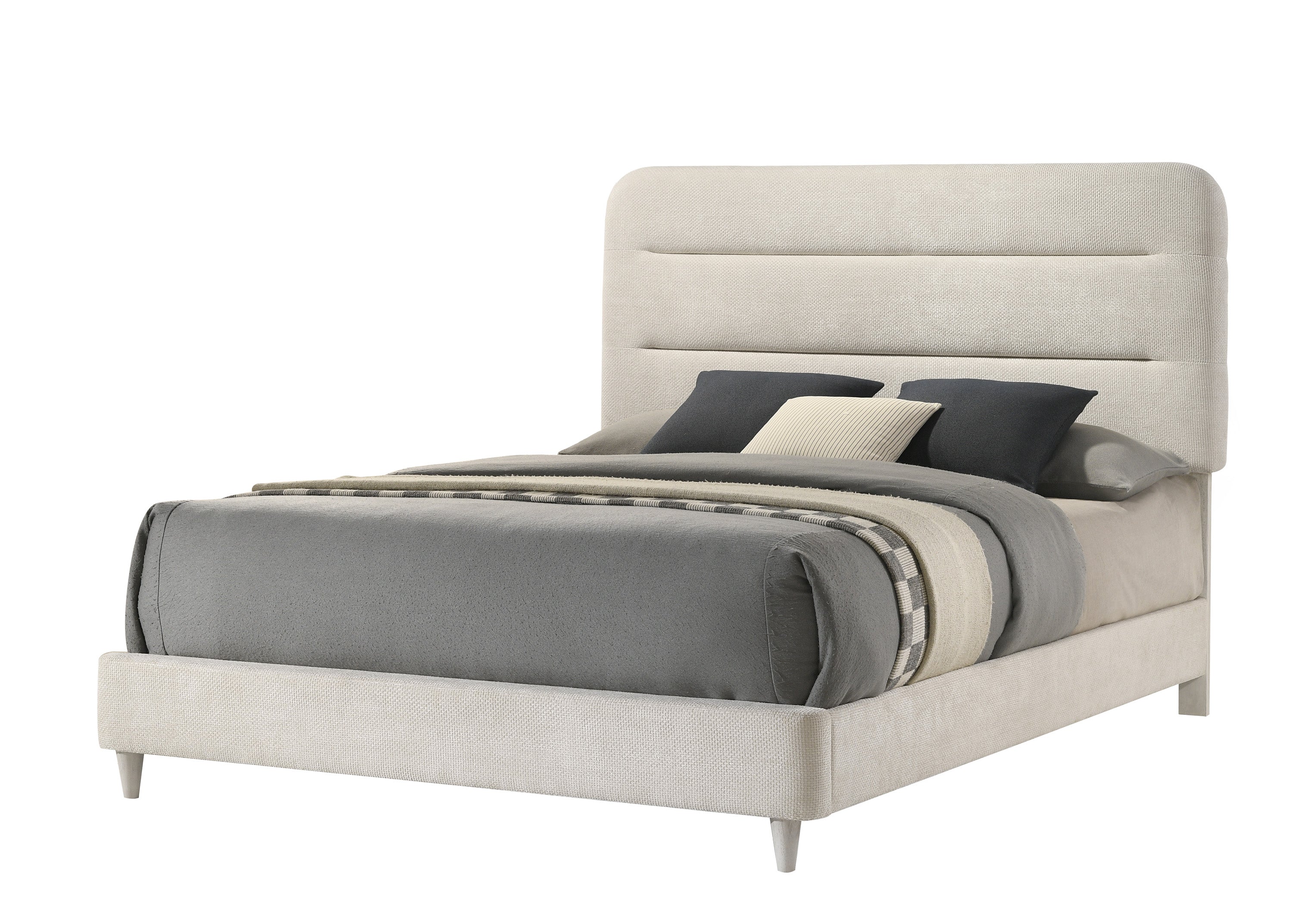 Nyomi 4-Piece Antique White Wood Mid-Century Modern Queen Bedroom Set – B4900