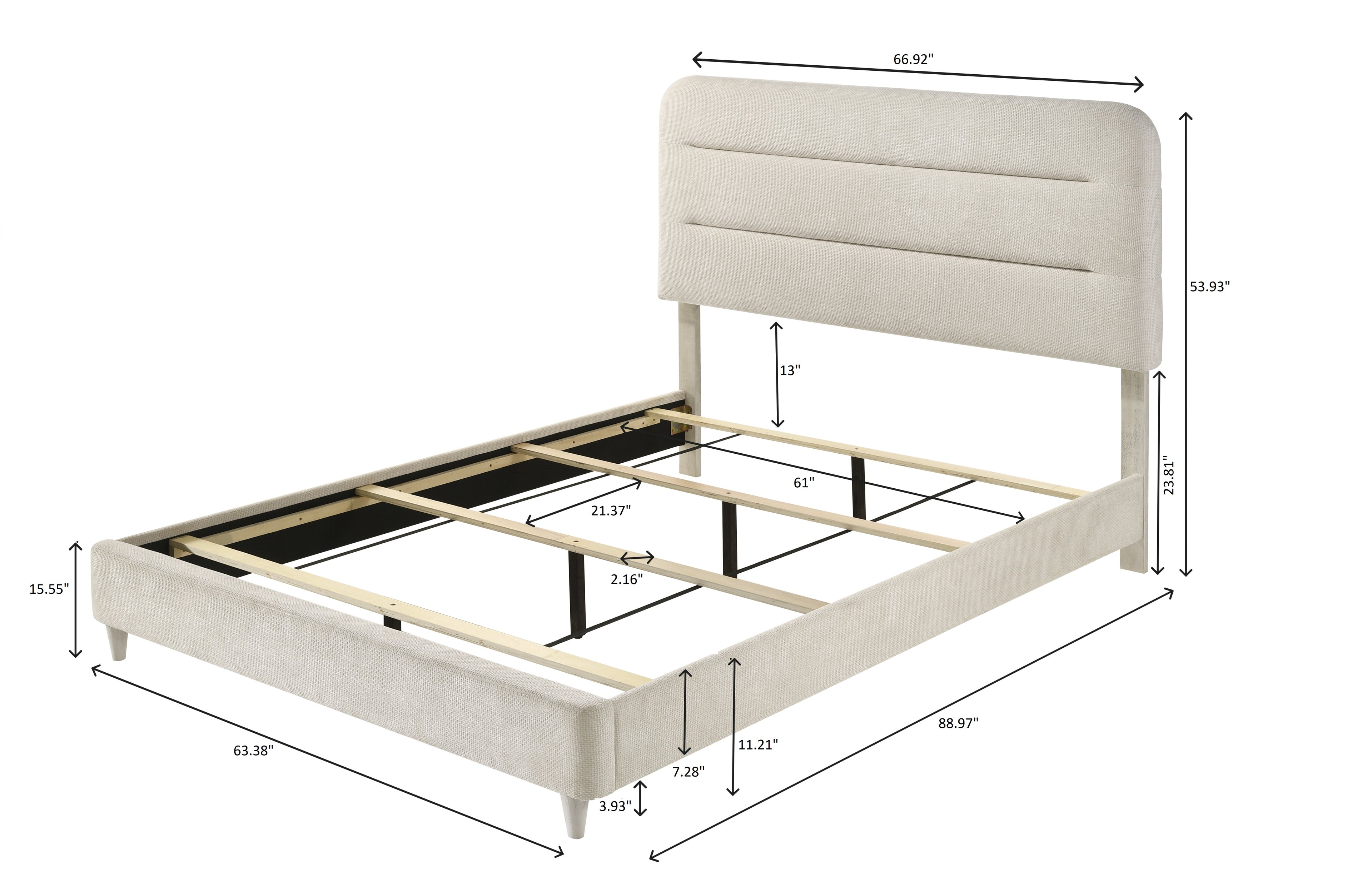 Nyomi 4-Piece Antique White Wood Mid-Century Modern Queen Bedroom Set – B4900