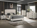 B4900 4 pc Nyomi antique white wood finish mid century modern design queen bedroom set
