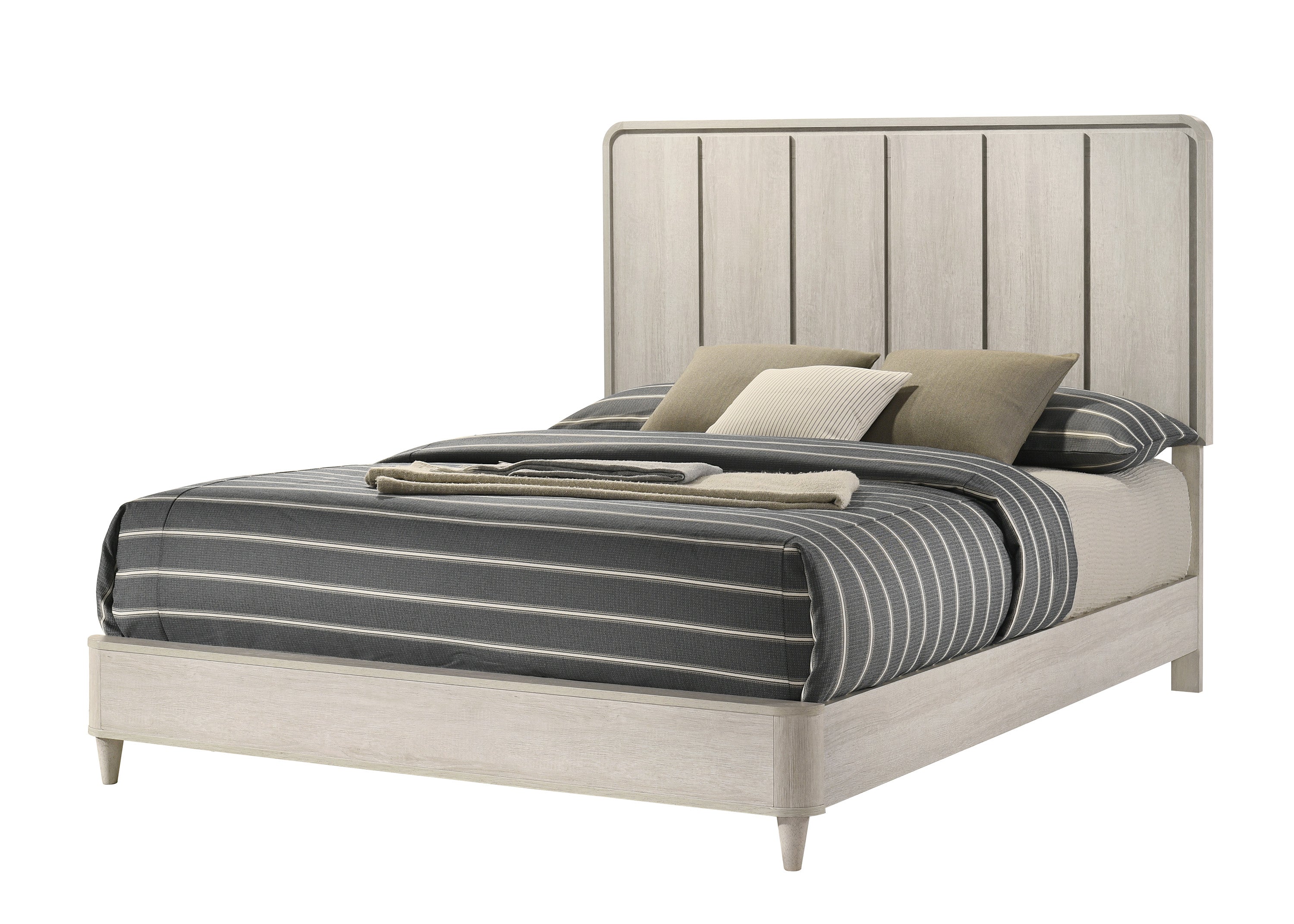 B4902 4 pc Nyomi antique off white wood finish mid century modern design queen bedroom set