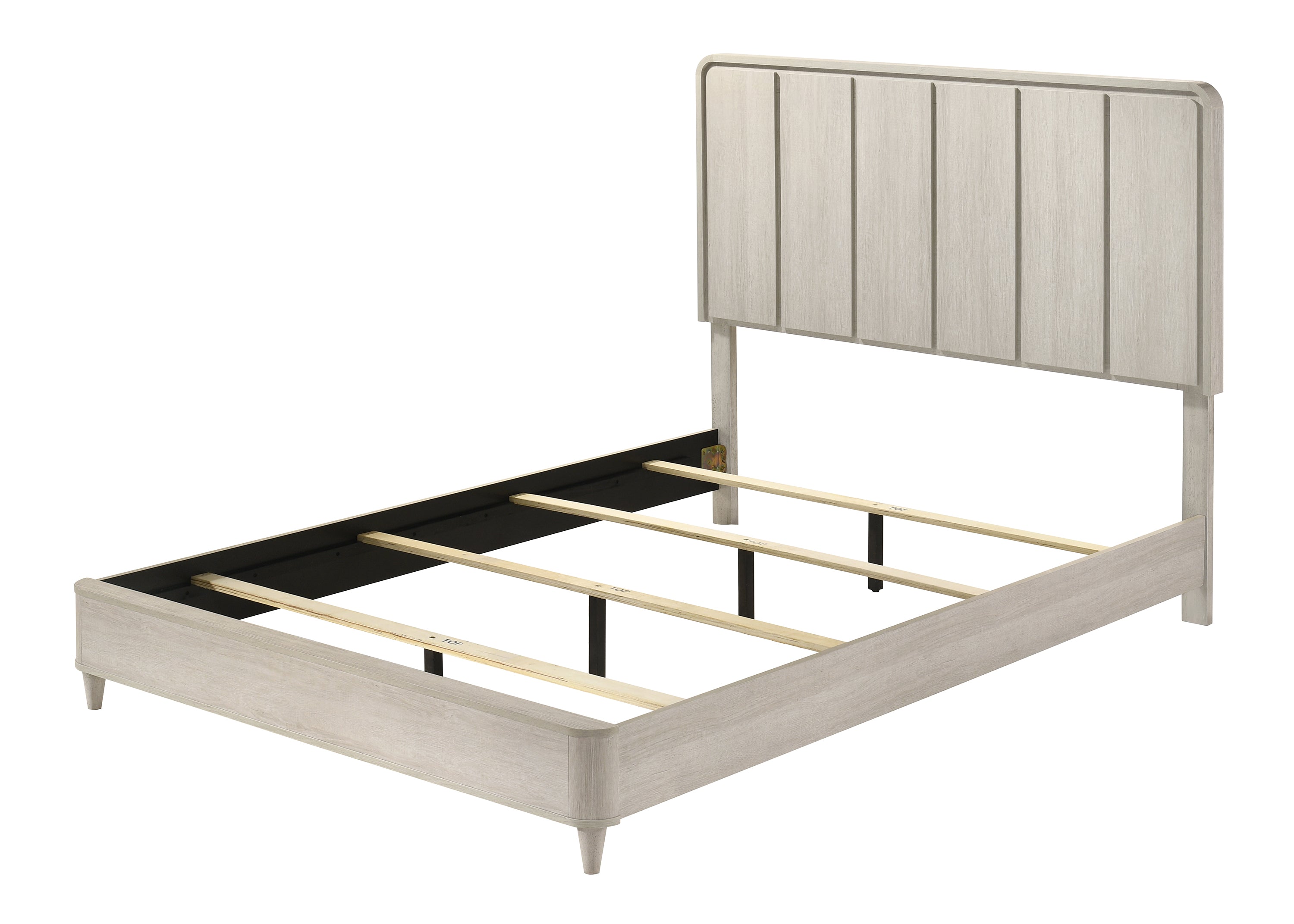 B4902 4 pc Nyomi antique off white wood finish mid century modern design queen bedroom set