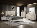 Nyomi 4-Piece Antique Off-White Wood Mid-Century Modern Queen Bedroom Set – B4902