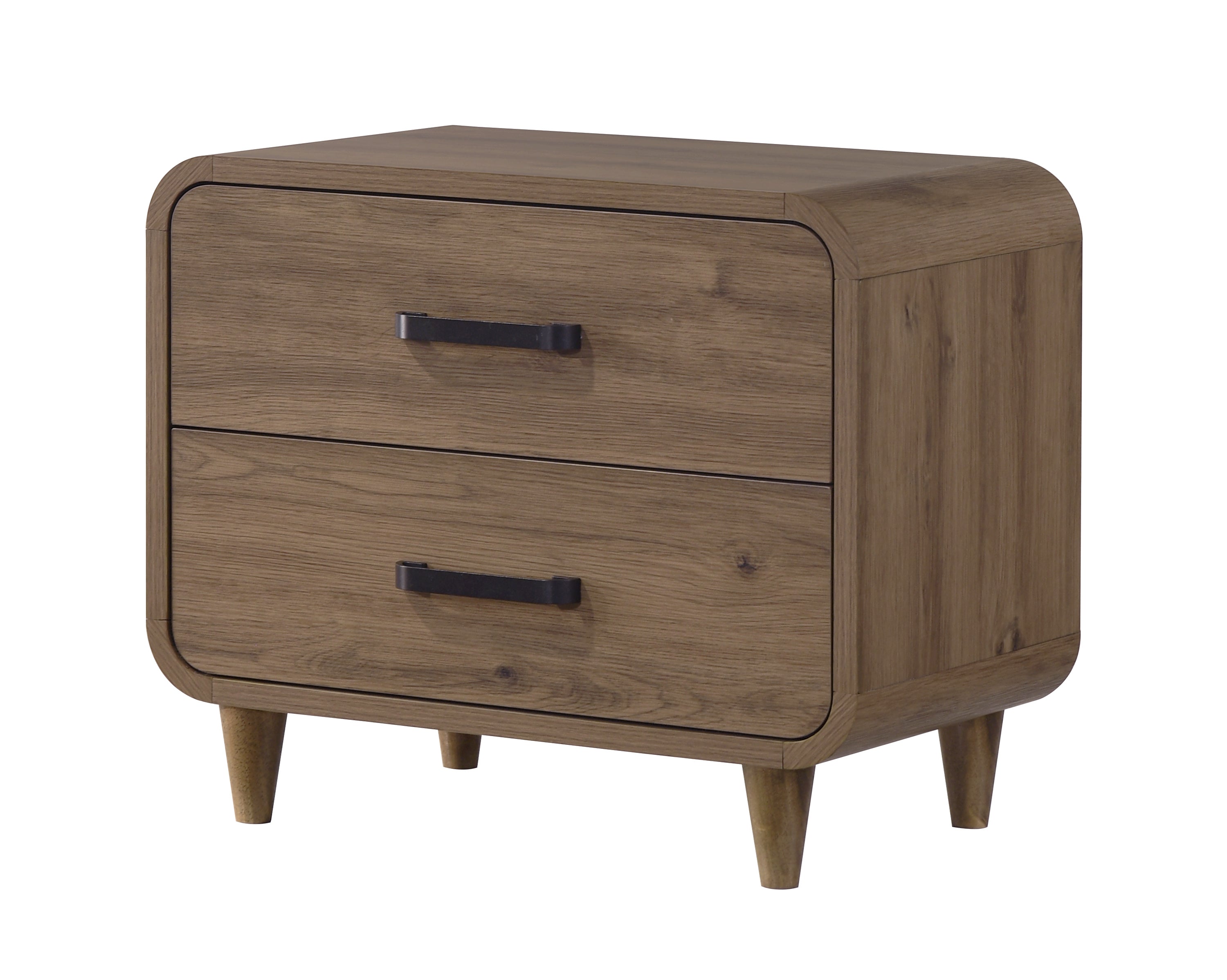 B4922 4 pc Nyomi light brown wood finish mid century modern design queen bedroom set