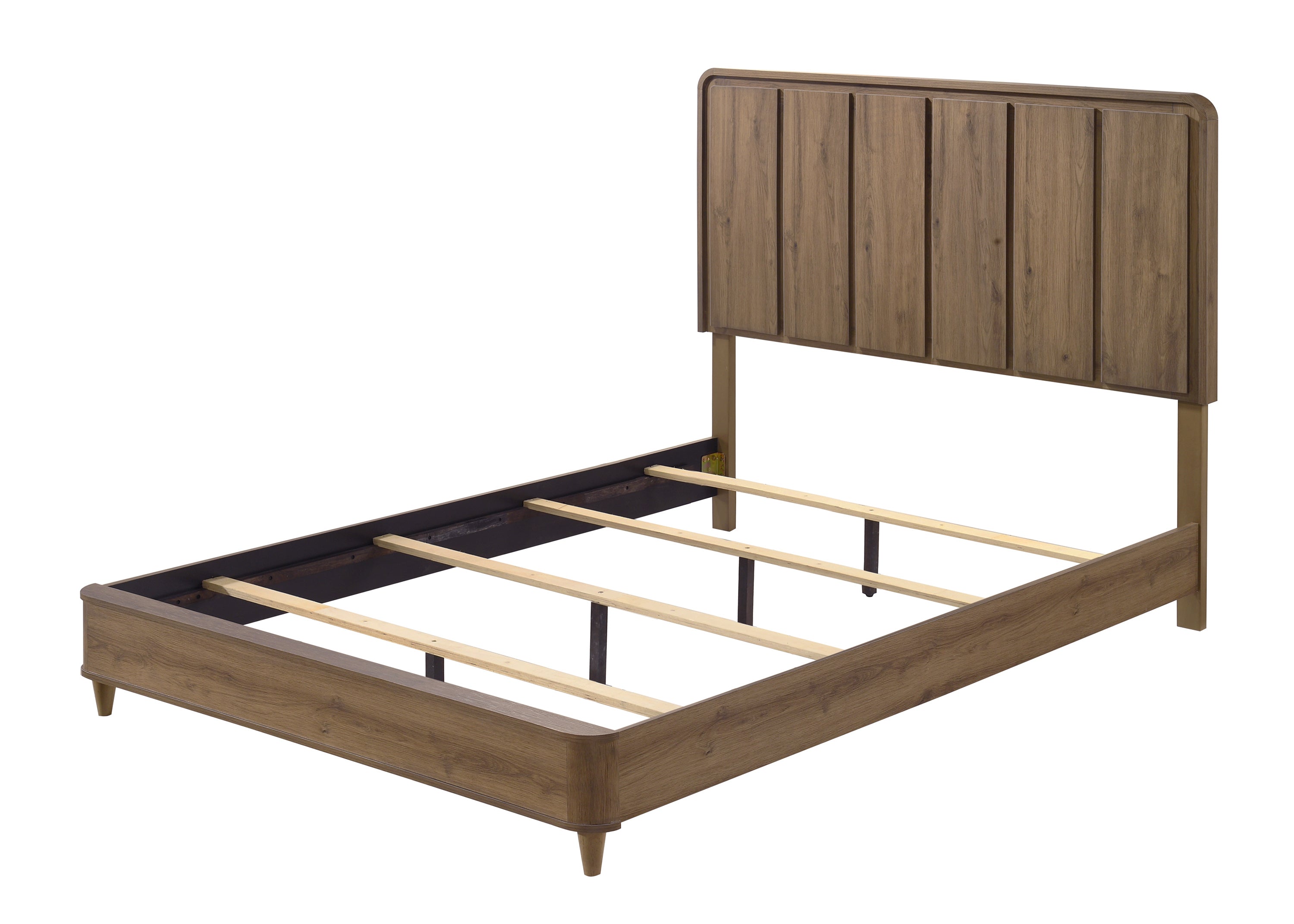 B4922 4 pc Nyomi light brown wood finish mid century modern design queen bedroom set