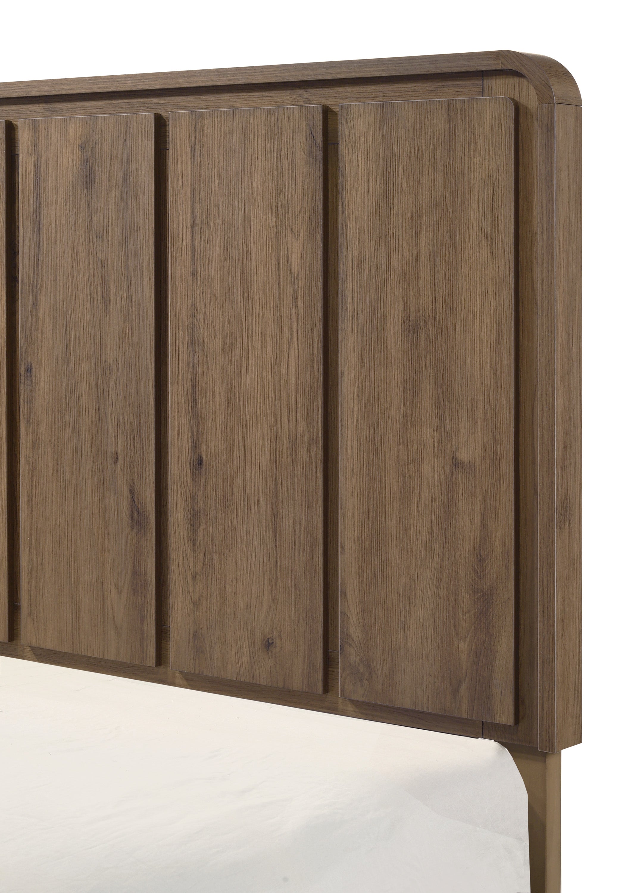 B4922 4 pc Nyomi light brown wood finish mid century modern design queen bedroom set