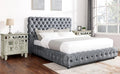 Mc Ferran B5114  Rosdorf park astoria grand grey velvet tufted queen platform bed