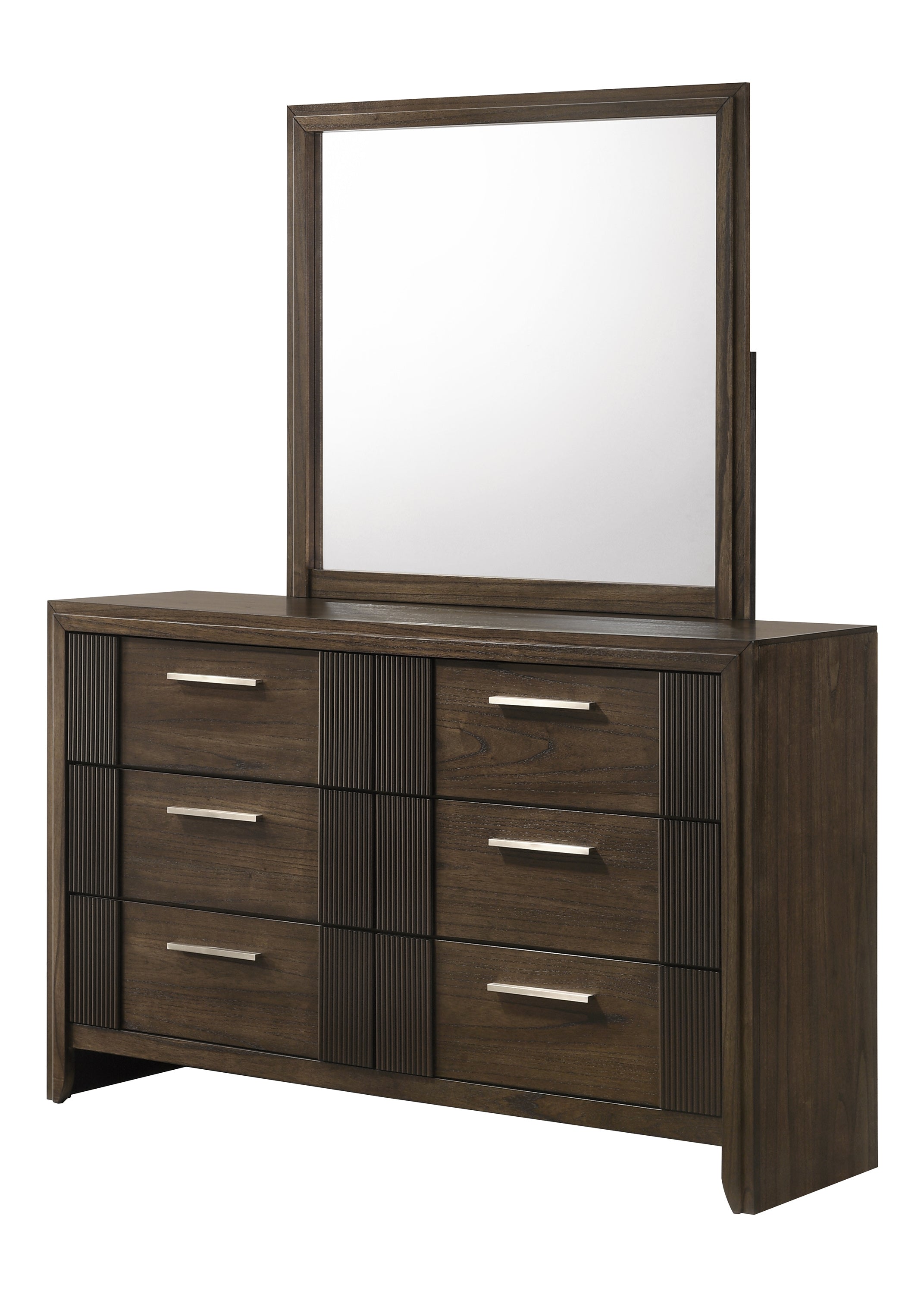Carlton 4-Piece Dark Brown Wood Channel Padded Headboard Queen Bedroom Set – B5550