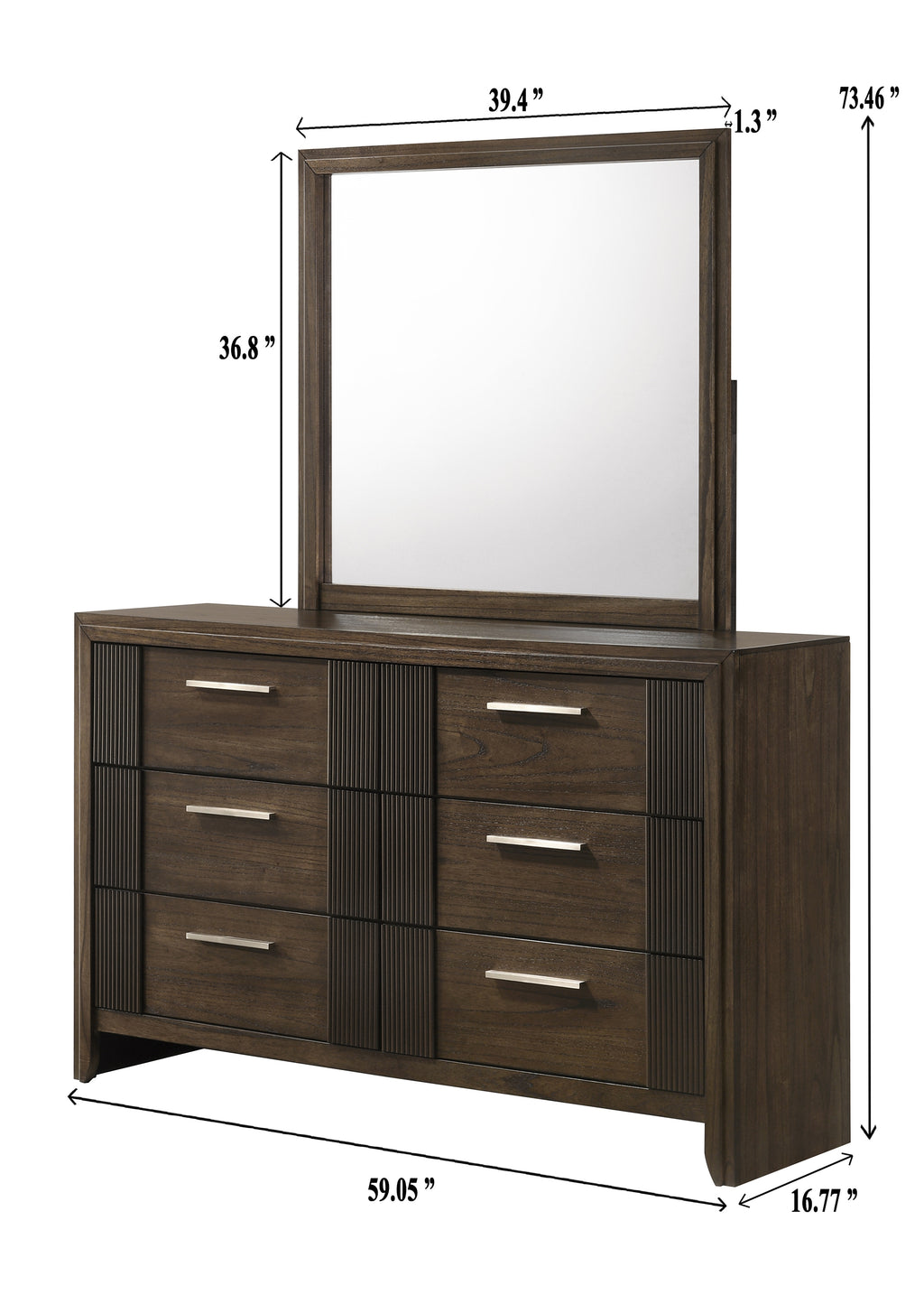Carlton 4-Piece Dark Brown Wood Channel Padded Headboard Queen Bedroom Set – B5550