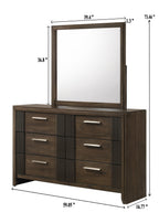Carlton 4-Piece Dark Brown Wood Channel Padded Headboard Queen Bedroom Set – B5550