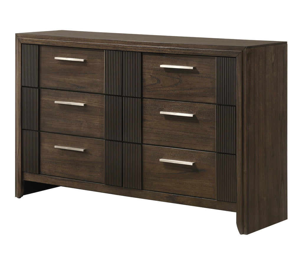 Carlton 4-Piece Dark Brown Wood Channel Padded Headboard Queen Bedroom Set – B5550