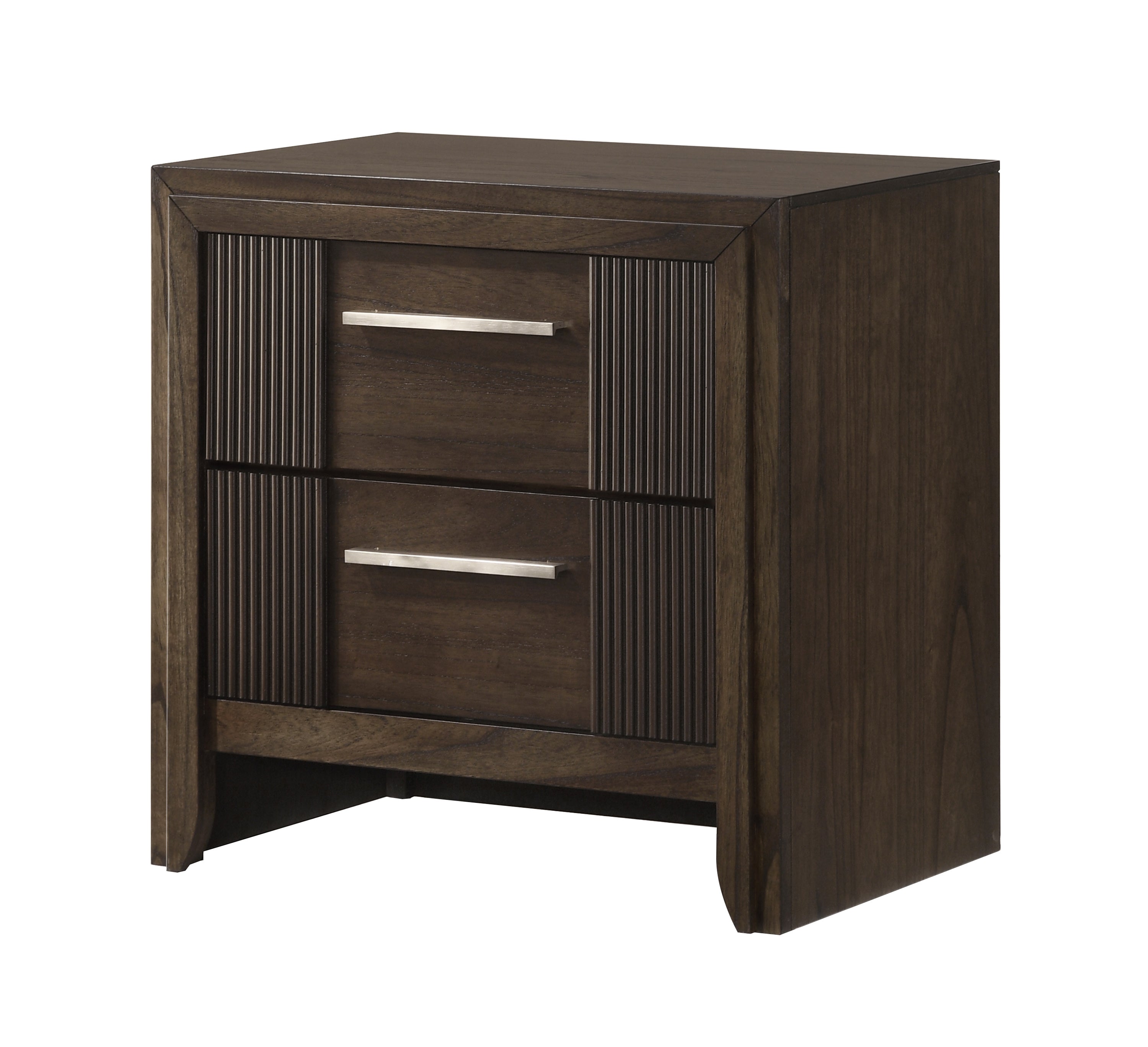 Carlton 4-Piece Dark Brown Wood Channel Padded Headboard Queen Bedroom Set – B5550