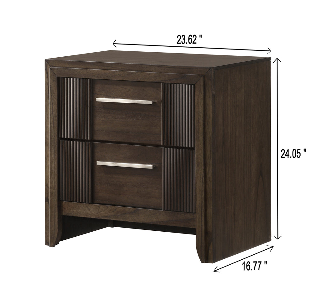 Carlton 4-Piece Dark Brown Wood Channel Padded Headboard Queen Bedroom Set – B5550
