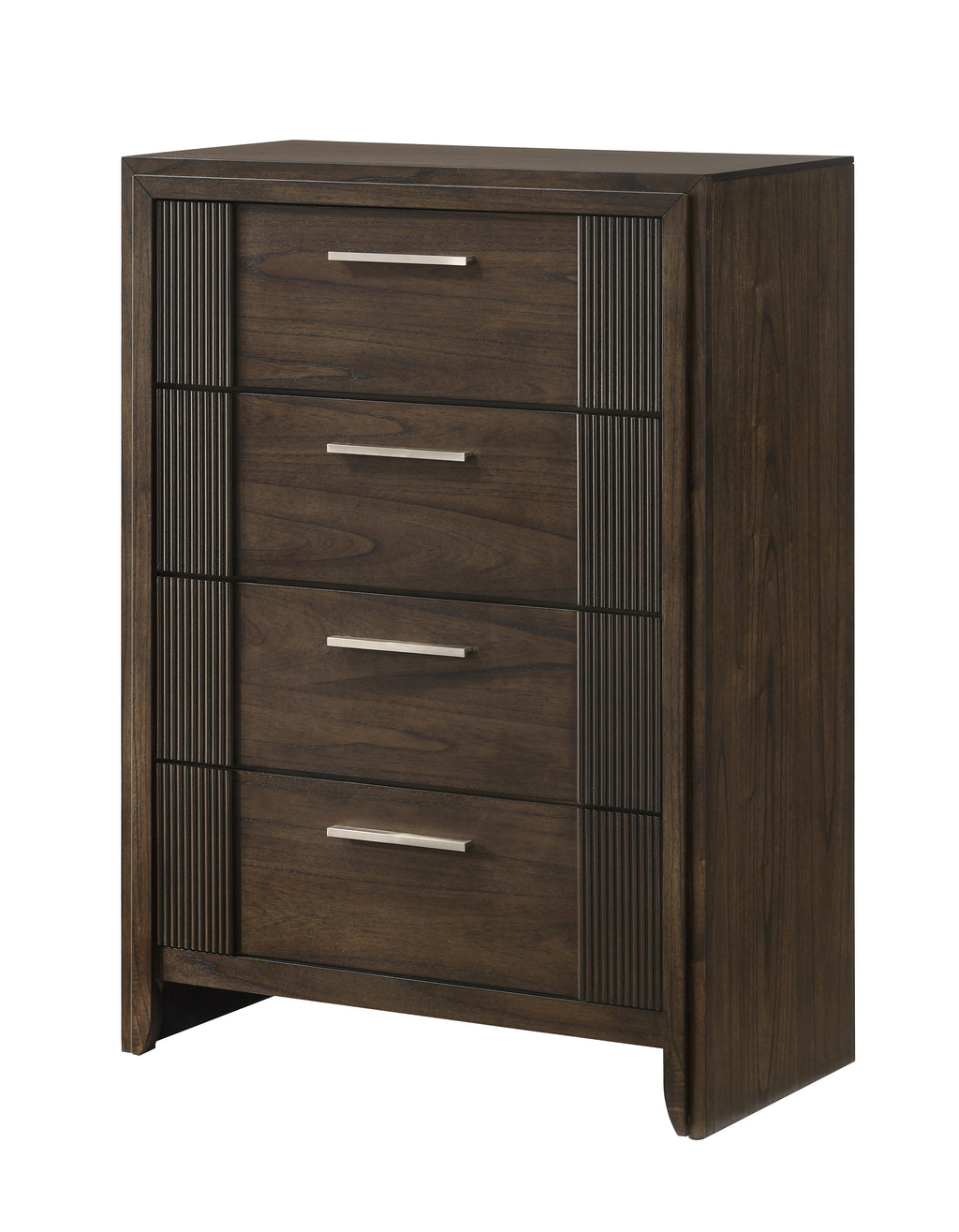Carlton 4-Piece Dark Brown Wood Channel Padded Headboard Queen Bedroom Set – B5550