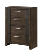 Carlton 4-Piece Dark Brown Wood Channel Padded Headboard Queen Bedroom Set – B5550