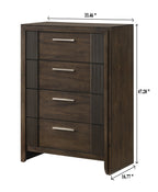 Carlton 4-Piece Dark Brown Wood Channel Padded Headboard Queen Bedroom Set – B5550